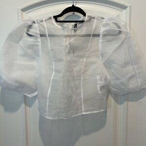 Kids White Puff Sleeve Top